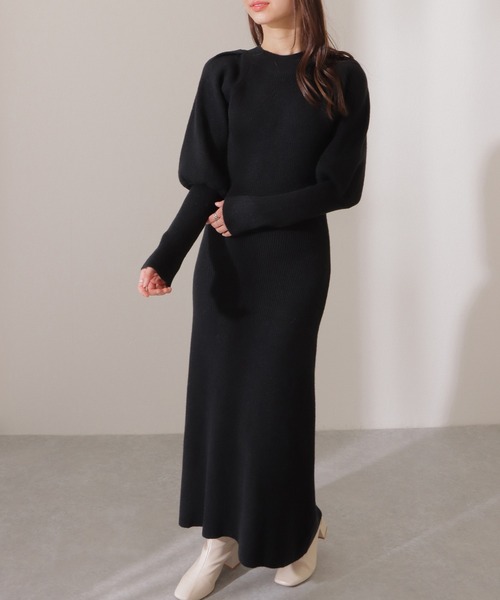 Lace Ladies(レースレディース)の「ソリッドカラー クルーネック リブニット マキシ丈 ワンピース (ワンピース・レディース・ベージュ/ブラウン/ブラック・FREE/S)」の7枚目の写真