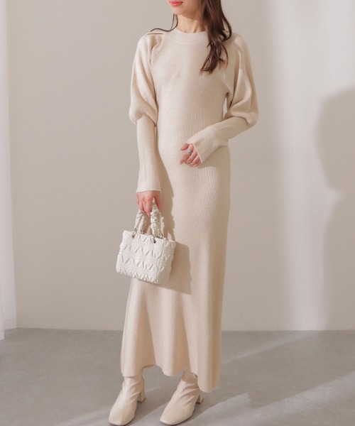 Lace Ladies(レースレディース)の「ソリッドカラー クルーネック リブニット マキシ丈 ワンピース (ワンピース・レディース・ベージュ/ブラウン/ブラック・FREE/S)」の9枚目の写真