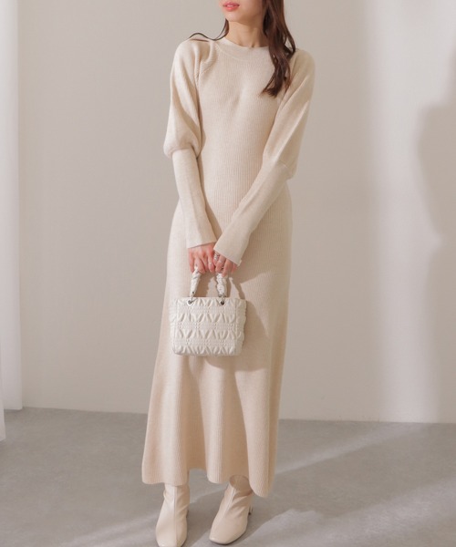 Lace Ladies(レースレディース)の「ソリッドカラー クルーネック リブニット マキシ丈 ワンピース (ワンピース・レディース・ベージュ/ブラウン/ブラック・FREE/S)」の11枚目の写真