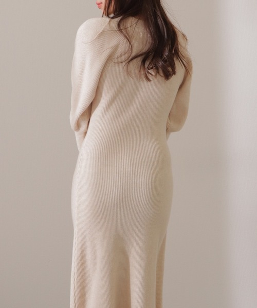 Lace Ladies(レースレディース)の「ソリッドカラー クルーネック リブニット マキシ丈 ワンピース (ワンピース・レディース・ベージュ/ブラウン/ブラック・FREE/S)」の12枚目の写真