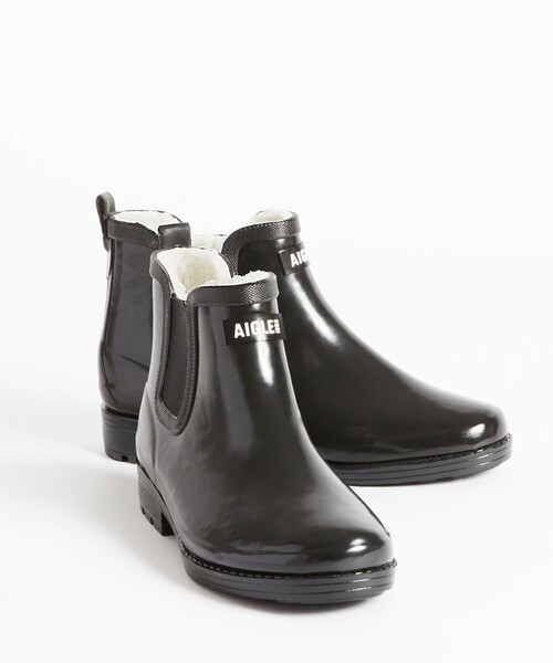 AIGLE(エーグル)の「防水 カーヴィル ファー 2 サイドゴアラバーブーツ(レインシューズ・レディース・ブラック/ブラック系その他・36/37/38/39/40/35/41)」の1枚目の写真
