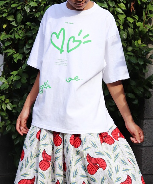 moyan ecri(モヤン エクリ)の「<moyan ecri>メッセージプリントTシャツmessage illustration Tshirt(Tシャツ/カットソー・レディース・ピンク系その他/グレー系その他/ピンク/ホワイト/ホワイト系その他・FREE)」の6枚目の写真