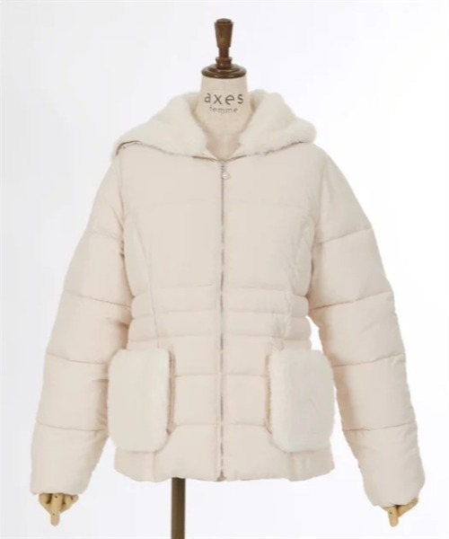 axes femme（アクシーズファム）の「ミドル丈中綿ダウンコート（ダウンジャケット/コート・レディース・キナリ/ブラック・MEDIUM/LARGE）」の15枚目の写真