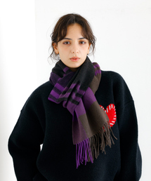 TWEED MILL（ツイードミル）の「【TWEED MILL/ツイードミル】ラムウールチェック柄ストール/ユニセックス/25 x 190cm Muffler（ストール/ショール）」