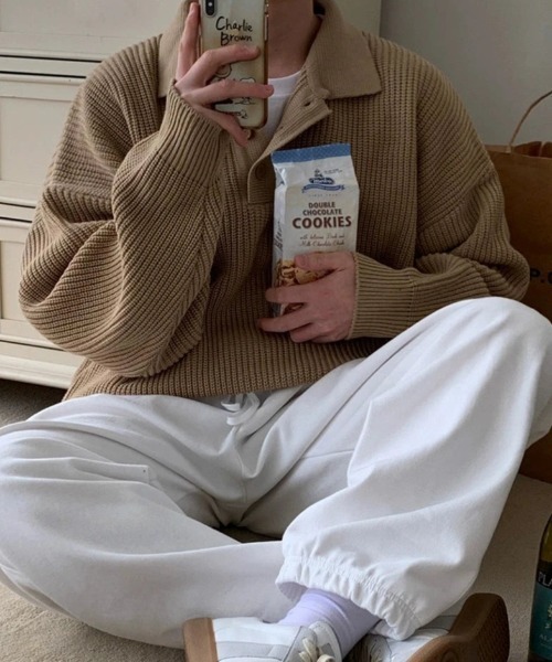 Otte（オッテ）の「バルーンニットポロシャツ（ニット/セーター・メンズ・カーキ・LARGE/MEDIUM/XX-LARGE/X-LARGE）」の3枚目の写真