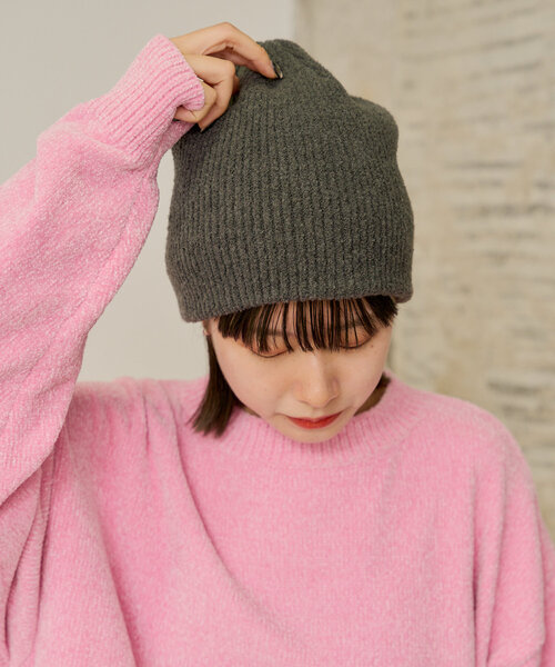 WHIMSIC（ウィムジック）の「【UNISEX】ブークレニットショートビーニー（ハット・レディース・ネイビー/ブラック/チャコールグレー・FREE）」の3枚目の写真