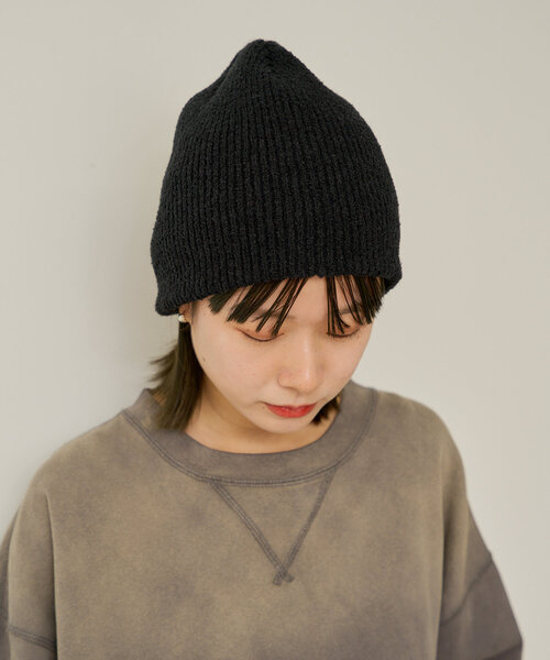 WHIMSIC（ウィムジック）の「【UNISEX】ブークレニットショートビーニー（ハット・レディース・ネイビー/ブラック/チャコールグレー・FREE）」の2枚目の写真