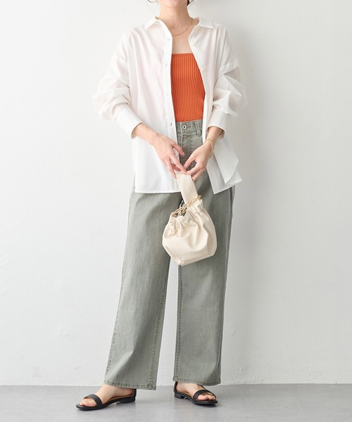 Viola e Viola(ヴィオラエヴィオラ)の「イージーケアゆったりシャツ(シャツ/ブラウス・レディース・グリーン系その他/ブルー系その他/ホワイト・M/L/LL/3L/4L/5L)」の18枚目の写真