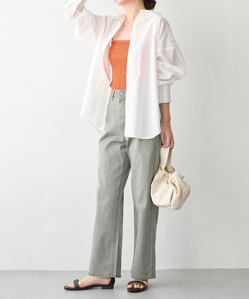 Viola e Viola(ヴィオラエヴィオラ)の「イージーケアゆったりシャツ(シャツ/ブラウス・レディース・グリーン系その他/ブルー系その他/ホワイト・M/L/LL/3L/4L/5L)」の19枚目の写真