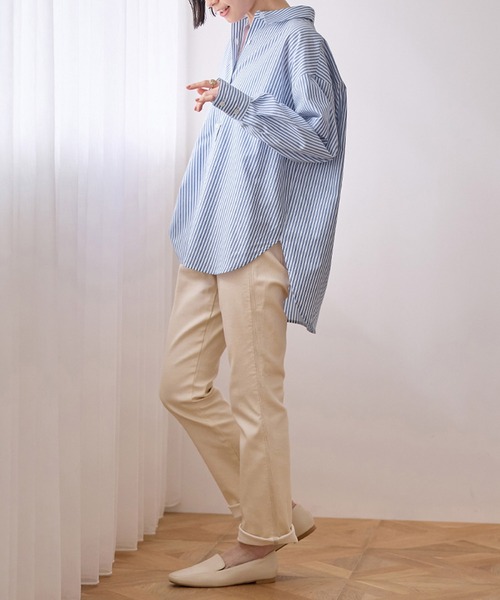 Viola e Viola(ヴィオラエヴィオラ)の「イージーケアゆったりシャツ(シャツ/ブラウス・レディース・グリーン系その他/ブルー系その他/ホワイト・M/L/LL/3L/4L/5L)」の14枚目の写真