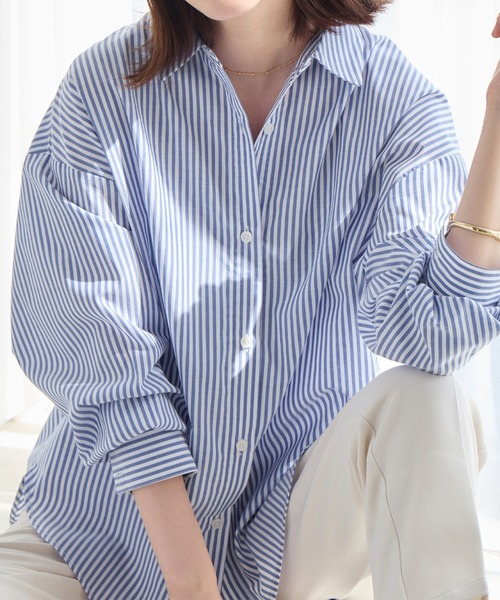 Viola e Viola(ヴィオラエヴィオラ)の「イージーケアゆったりシャツ(シャツ/ブラウス・レディース・グリーン系その他/ブルー系その他/ホワイト・M/L/LL/3L/4L/5L)」の11枚目の写真