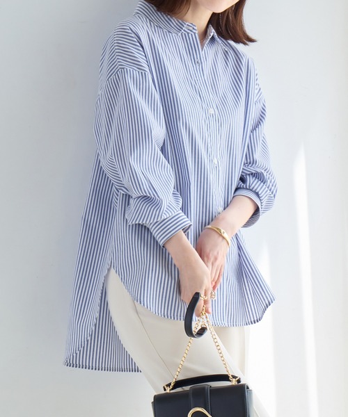 Viola e Viola(ヴィオラエヴィオラ)の「イージーケアゆったりシャツ(シャツ/ブラウス・レディース・グリーン系その他/ブルー系その他/ホワイト・M/L/LL/3L/4L/5L)」の12枚目の写真