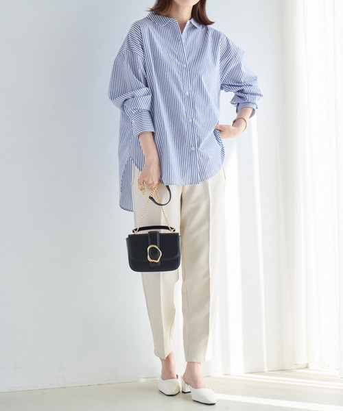 Viola e Viola(ヴィオラエヴィオラ)の「イージーケアゆったりシャツ(シャツ/ブラウス・レディース・グリーン系その他/ブルー系その他/ホワイト・M/L/LL/3L/4L/5L)」の13枚目の写真