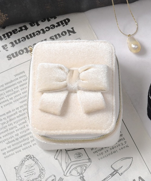 キルティング/ミニハート/ベロア×フラワー刺繍/ベロア×リボン