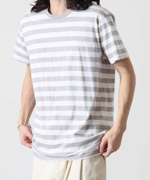TRUSS(トラス)の「TRUSS ボーダーTシャツ(Tシャツ/カットソー・メンズ・ホワイト系/グレー系/ホワイト×ブラック/ホワイト×ネイビー・XL/S)」の1枚目の写真