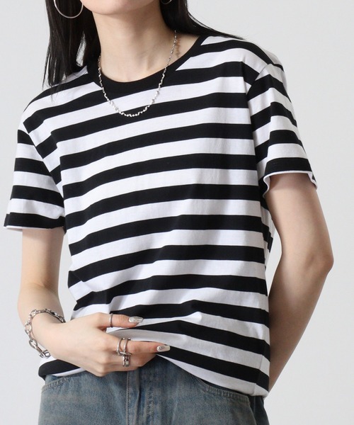 TRUSS(トラス)の「TRUSS ボーダーTシャツ(Tシャツ/カットソー・メンズ・ホワイト系/グレー系/ホワイト×ブラック/ホワイト×ネイビー・XL/S)」の2枚目の写真