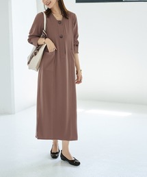 STYLE DELI（スタイルデリ）の「フロント２ボタン台形ネックワンピース（ワンピース）」
