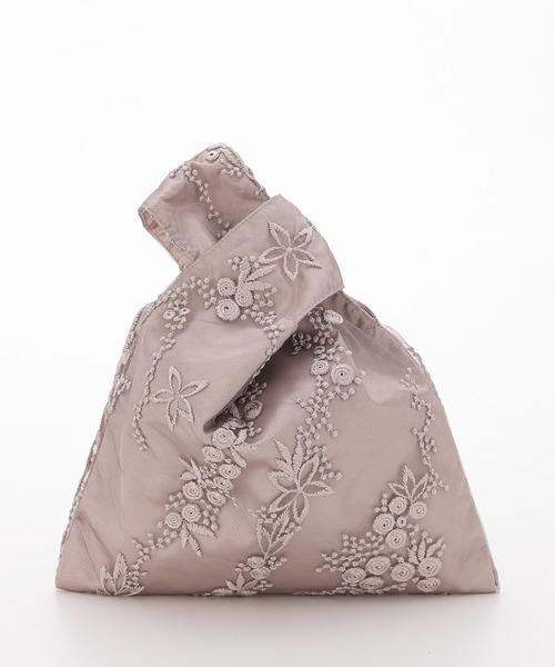 haremode(ハレモード)の「花柄刺繍パーティーサブバッグ(エコバッグ/サブバッグ・レディース・ベージュ/ネイビー/モカ/シルバー・FREE)」の1枚目の写真