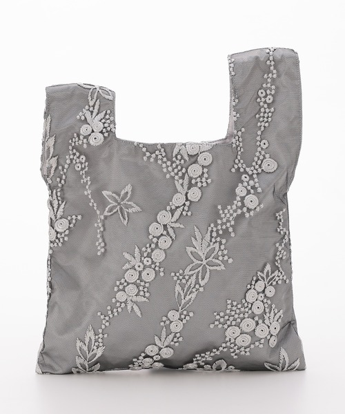 haremode(ハレモード)の「花柄刺繍パーティーサブバッグ(エコバッグ/サブバッグ・レディース・ベージュ/ネイビー/モカ/シルバー・FREE)」の10枚目の写真