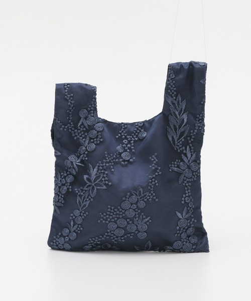haremode(ハレモード)の「花柄刺繍パーティーサブバッグ(エコバッグ/サブバッグ・レディース・ベージュ/ネイビー/モカ/シルバー・FREE)」の11枚目の写真