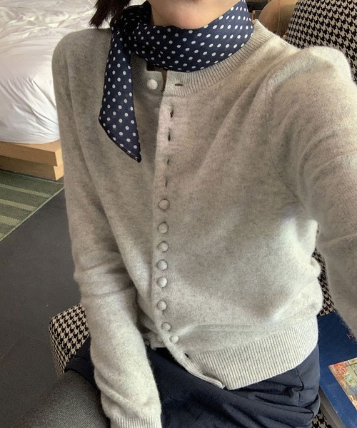 MEMECLE（メメクル）の「【 MEMECLE / メメクル 】フロントボタンニットカーディガン（カーディガン/ボレロ・レディース・ピンク/グレー・FREE）」の6枚目の写真