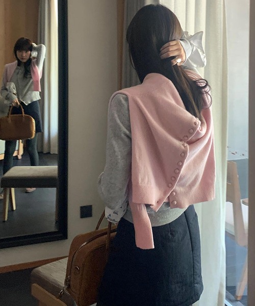 MEMECLE（メメクル）の「【 MEMECLE / メメクル 】フロントボタンニットカーディガン（カーディガン/ボレロ・レディース・ピンク/グレー・FREE）」の11枚目の写真