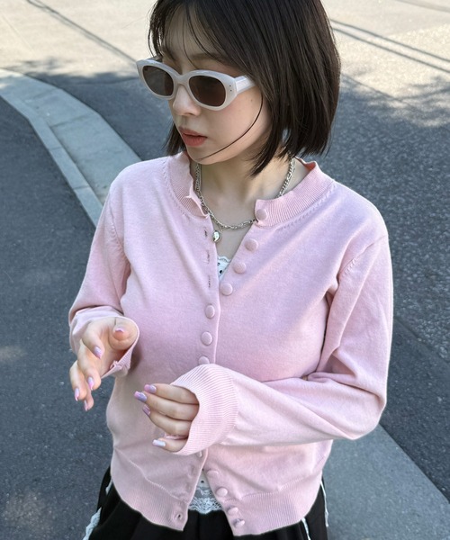 MEMECLE（メメクル）の「【 MEMECLE / メメクル 】フロントボタンニットカーディガン（カーディガン/ボレロ・レディース・ピンク/グレー・FREE）」の20枚目の写真