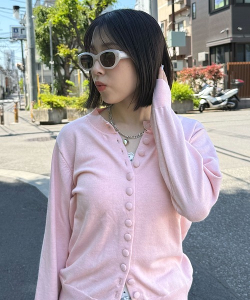 MEMECLE（メメクル）の「【 MEMECLE / メメクル 】フロントボタンニットカーディガン（カーディガン/ボレロ・レディース・ピンク/グレー・FREE）」の21枚目の写真