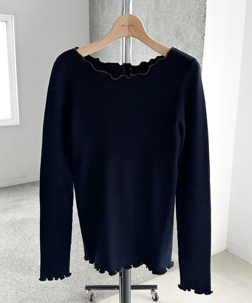 Doux archives(ドゥアルシーヴ)の「メローリブニット(ニット/セーター・レディース・ネイビー/ミント/ピンク・FREE)」の2枚目の写真