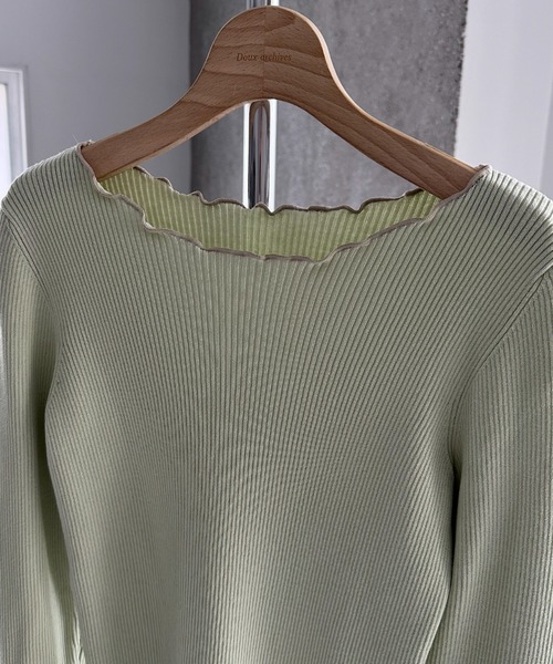 Doux archives(ドゥアルシーヴ)の「メローリブニット(ニット/セーター・レディース・ネイビー/ミント/ピンク・FREE)」の5枚目の写真