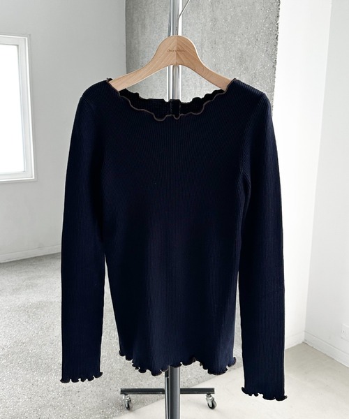 Doux archives(ドゥアルシーヴ)の「メローリブニット(ニット/セーター・レディース・ネイビー/ミント/ピンク・FREE)」の6枚目の写真