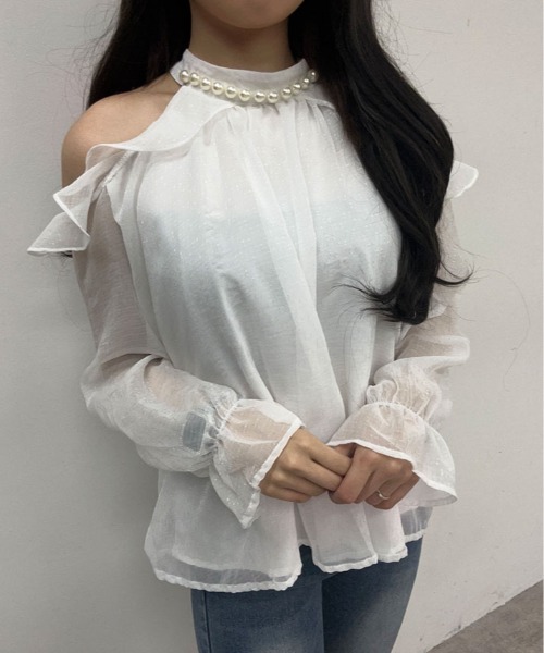 kirakiraShop(キラキラショップ)の「シフォン ホルター ネック パール ブラウス(シャツ/ブラウス・レディース・ピンク/ホワイト/ブラック/クリーム・FREE)」の22枚目の写真