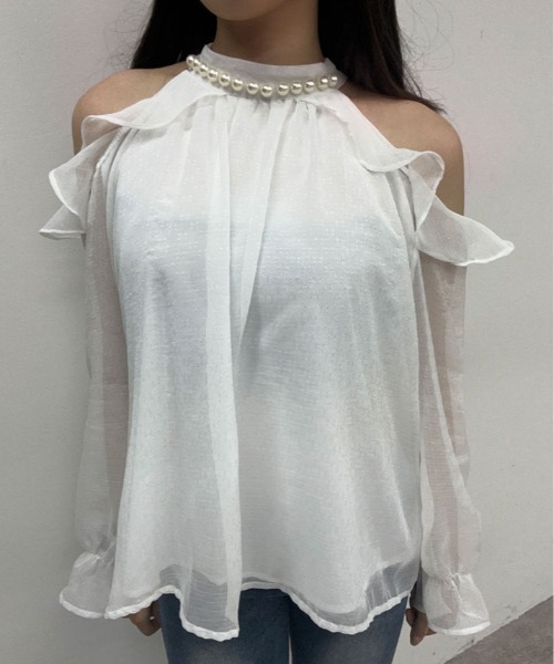 kirakiraShop(キラキラショップ)の「シフォン ホルター ネック パール ブラウス(シャツ/ブラウス・レディース・ピンク/ホワイト/ブラック/クリーム・FREE)」の21枚目の写真