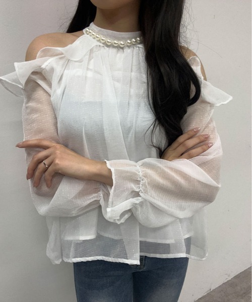 kirakiraShop(キラキラショップ)の「シフォン ホルター ネック パール ブラウス(シャツ/ブラウス・レディース・ピンク/ホワイト/ブラック/クリーム・FREE)」の20枚目の写真