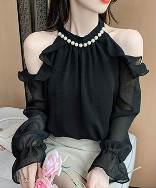 kirakiraShop(キラキラショップ)の「シフォン ホルター ネック パール ブラウス(シャツ/ブラウス・レディース・ピンク/ホワイト/ブラック/クリーム・FREE)」の17枚目の写真