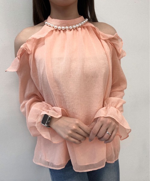 kirakiraShop(キラキラショップ)の「シフォン ホルター ネック パール ブラウス(シャツ/ブラウス・レディース・ピンク/ホワイト/ブラック/クリーム・FREE)」の10枚目の写真