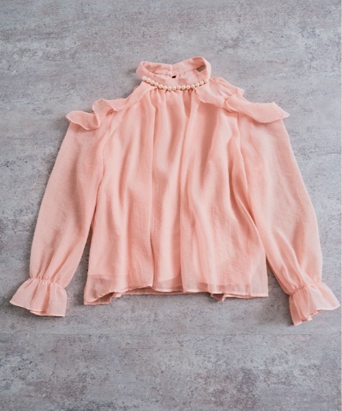 kirakiraShop(キラキラショップ)の「シフォン ホルター ネック パール ブラウス(シャツ/ブラウス・レディース・ピンク/ホワイト/ブラック/クリーム・FREE)」の5枚目の写真