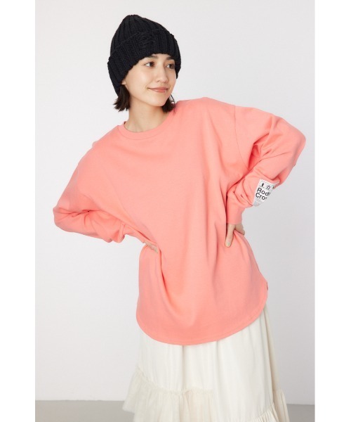 RODEO CROWNS WIDE BOWL(ロデオクラウンズワイドボウル)の「ネームパッチリラックスロングTシャツ(Tシャツ/カットソー・レディース・クリアレッド/オフホワイト/ターコイズブルー/ブラック・FREE)」の4枚目の写真