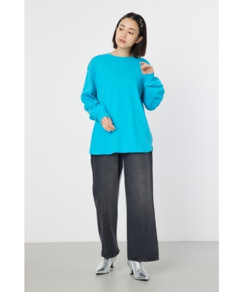 RODEO CROWNS WIDE BOWL(ロデオクラウンズワイドボウル)の「ネームパッチリラックスロングTシャツ(Tシャツ/カットソー・レディース・クリアレッド/オフホワイト/ターコイズブルー/ブラック・FREE)」の8枚目の写真