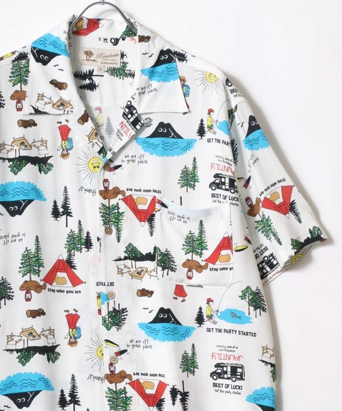 【PAZZO】パッゾ アロハシャツ バックパネル レーヨン オープンカラーシャツ PAZZO】パッゾ アロハシャツ バックパネル レーヨン オープン