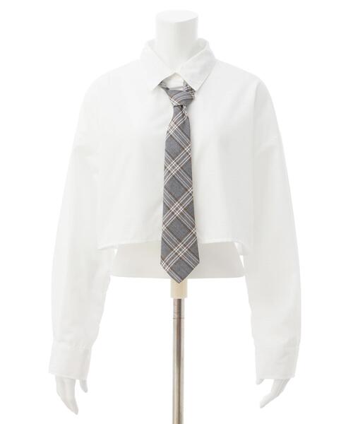 INGNI（イング）の「ネクタイ付ショートシャツ（シャツ/ブラウス・レディース・サックスブルー系5/ホワイト×ブラック/ホワイト系その他7・M）」の4枚目の写真