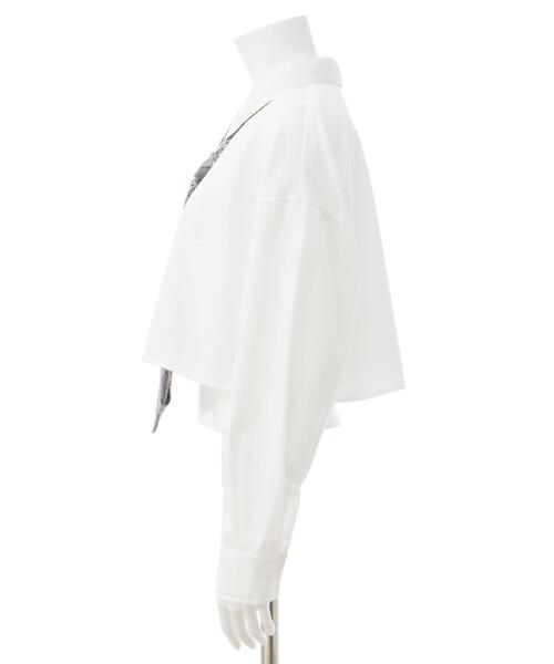 INGNI（イング）の「ネクタイ付ショートシャツ（シャツ/ブラウス・レディース・サックスブルー系5/ホワイト×ブラック/ホワイト系その他7・M）」の5枚目の写真