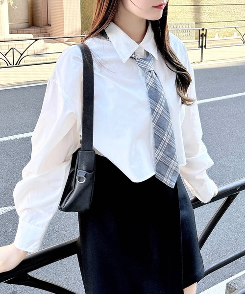 INGNI（イング）の「ネクタイ付ショートシャツ（シャツ/ブラウス・レディース・サックスブルー系5/ホワイト×ブラック/ホワイト系その他7・M）」の20枚目の写真