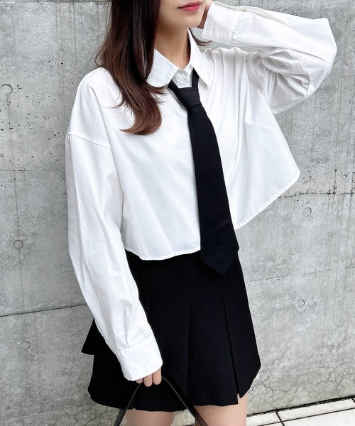 INGNI（イング）の「ネクタイ付ショートシャツ（シャツ/ブラウス・レディース・サックスブルー系5/ホワイト×ブラック/ホワイト系その他7・M）」の14枚目の写真