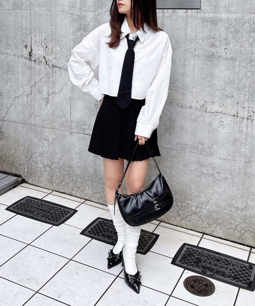 INGNI（イング）の「ネクタイ付ショートシャツ（シャツ/ブラウス・レディース・サックスブルー系5/ホワイト×ブラック/ホワイト系その他7・M）」の18枚目の写真