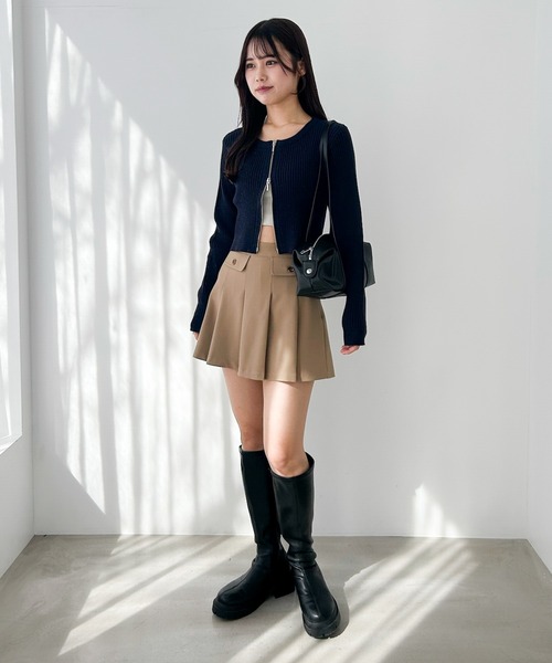 【♡ページ】 ノーカラーWZIPラメニット 291072（ニット/セーター）｜Heather