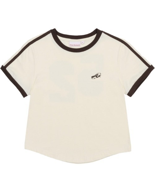 AMESWORLDWIDE(アメスワールドワイド)の「A'GEM/9 × .kom 『AMESWORLDWIDE/アメスワールドワイド』A NUMBERING LINETAPE TEE /ナンバリングラインテープTEE(Tシャツ/カットソー・レディース・アイボリー/ブラック/グレー・S)」の7枚目の写真
