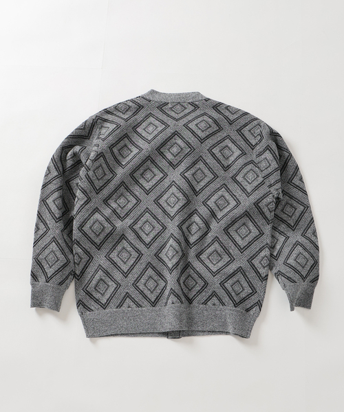 417 EDIFICE（フォーワンセブンエディフィス）の「タイルパターン ジガラ カーディガン（カーディガン/ボレロ・メンズ・ホワイト/チャコールグレー/ブルー・MEDIUM/LARGE）」の4枚目の写真
