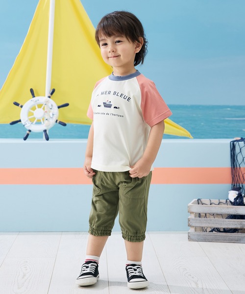combimini(コンビミニ)の「半袖ラグランTシャツ(Tシャツ/カットソー・キッズ・ネイビー/キナリ・80/90/100/110/120)」の4枚目の写真