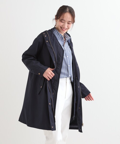 SHOO・LA・RUE（シューラルー）の「【撥水/防花粉/S-LL】ライナー付き ミリタリーフーデッドコート（その他アウター・レディース・ネイビー/カーキ/ベージュ・03/04/01/02）」の12枚目の写真